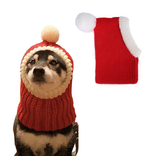 small dog pullover red stocking hat white ball