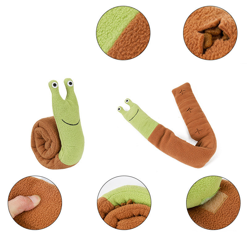 material closeup snail plush dog toy