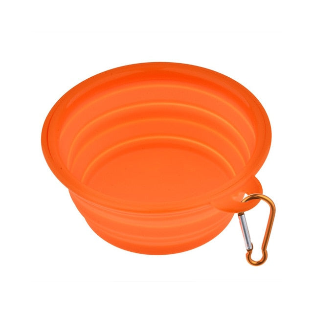 orange collapsible dog bowl