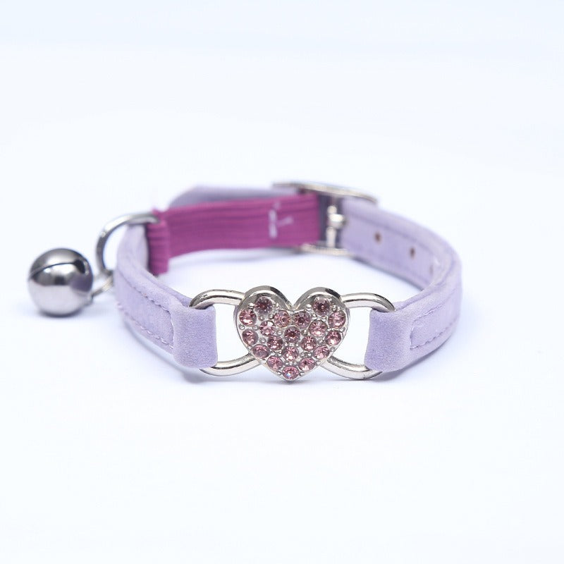 pink cat collar heart buckle bell