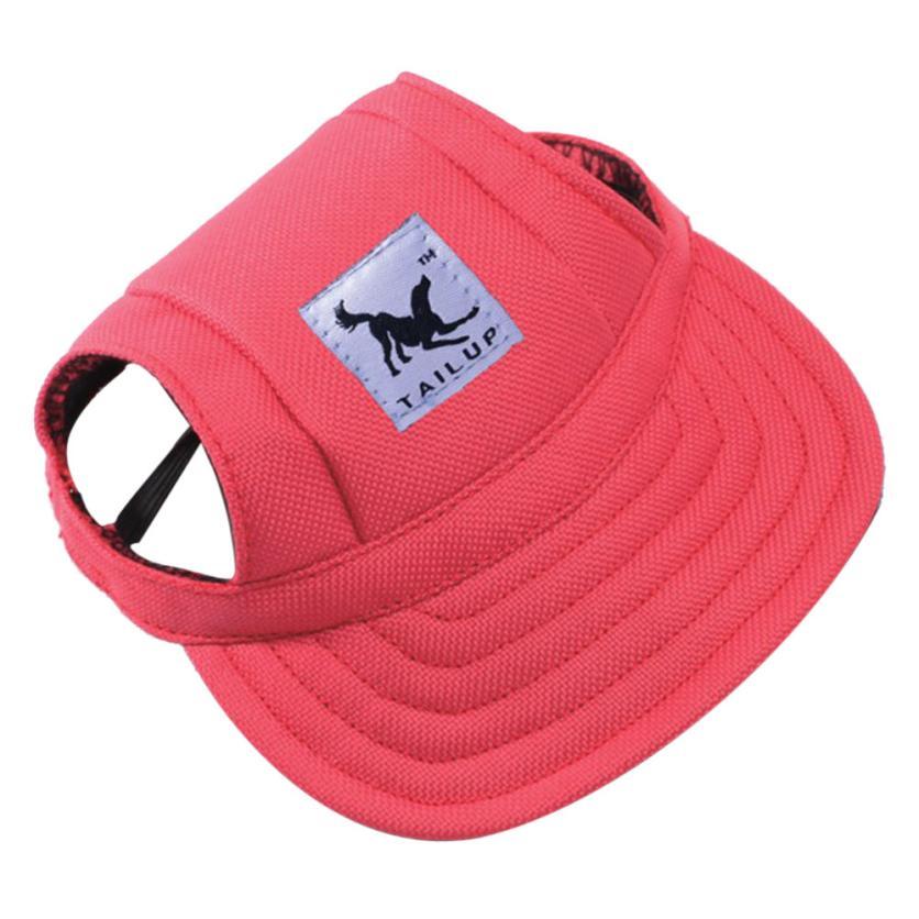 pink canvas dog sun visor white background