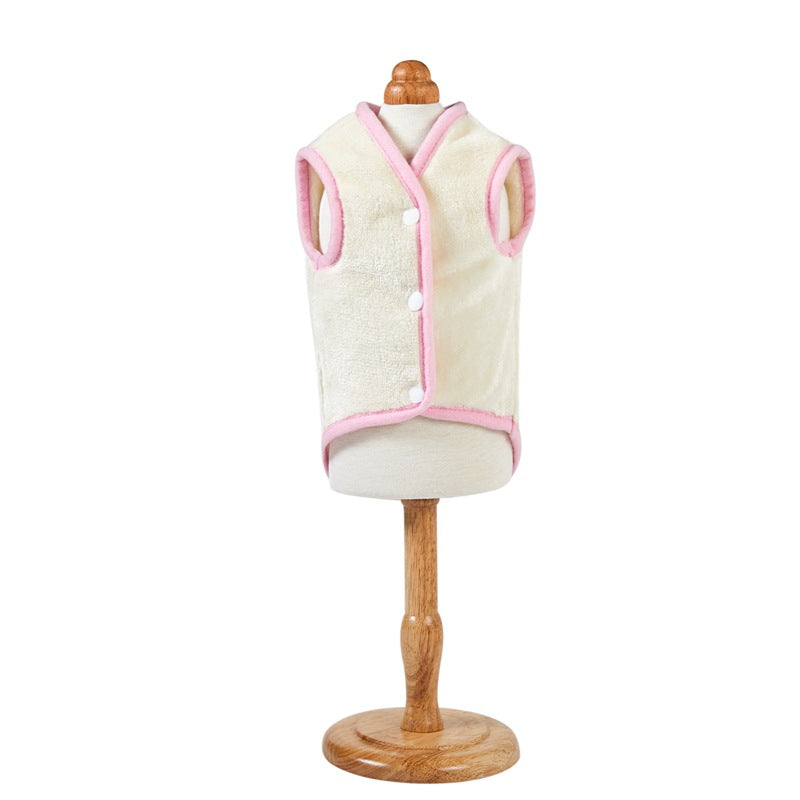 pink dog flannel vest on stand