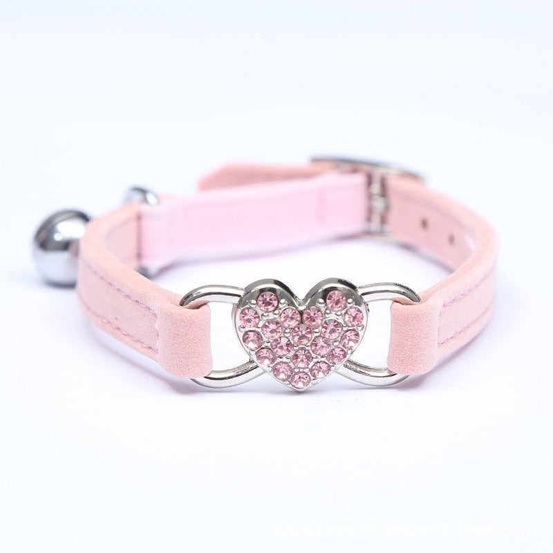 pink pet collar heart sparkly buckle