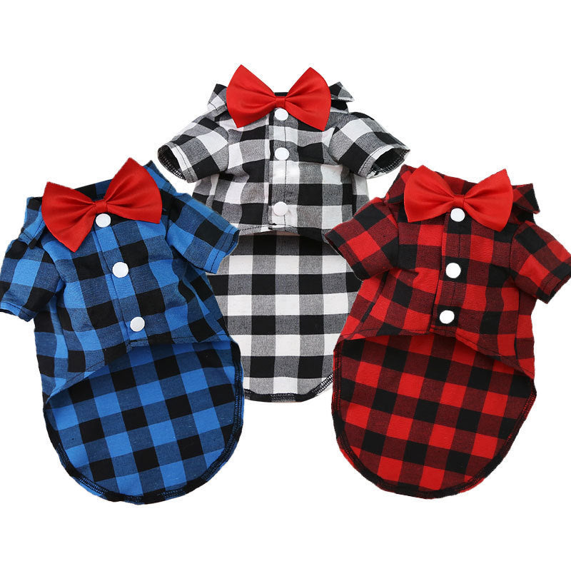 blue white red plaid dog shirts