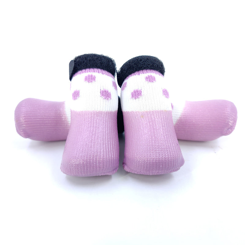 purple polka dot dog sock