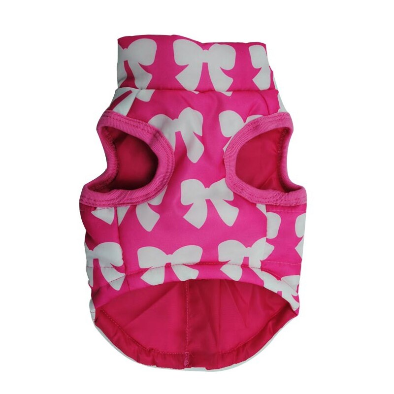 red bow patterned winter dog vest