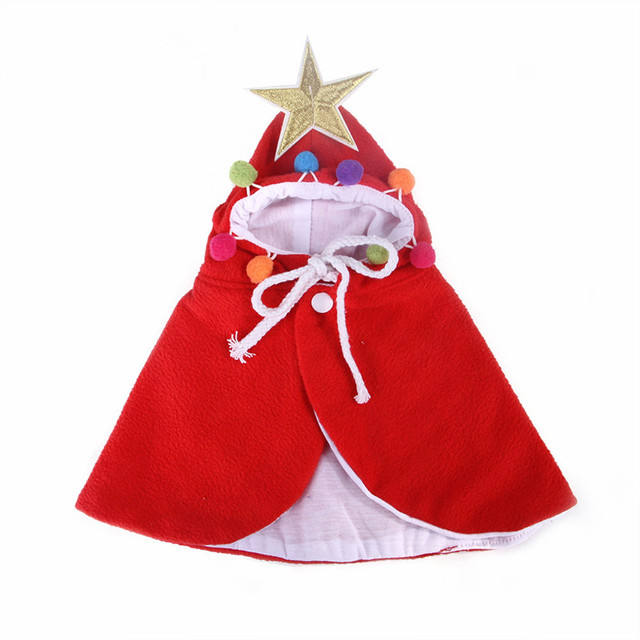 red pet christmas cape star colorful balls