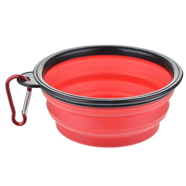 red black rim collapsible dog bowl