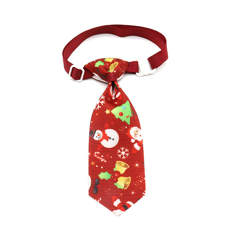 red santa bell patterned pet neck tie white background