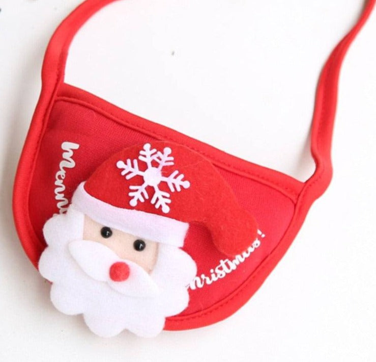 red santa pet bandanna white background