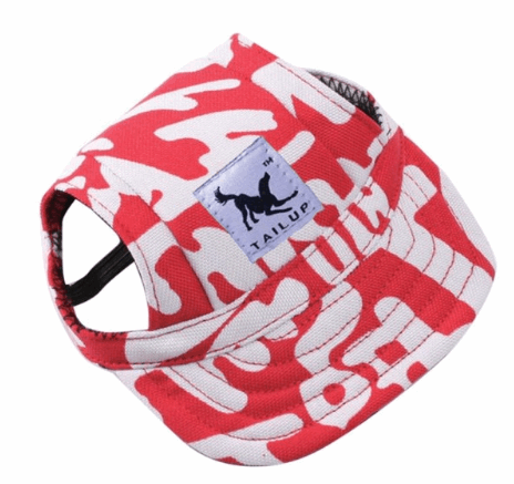 red white canvas dog sun visor