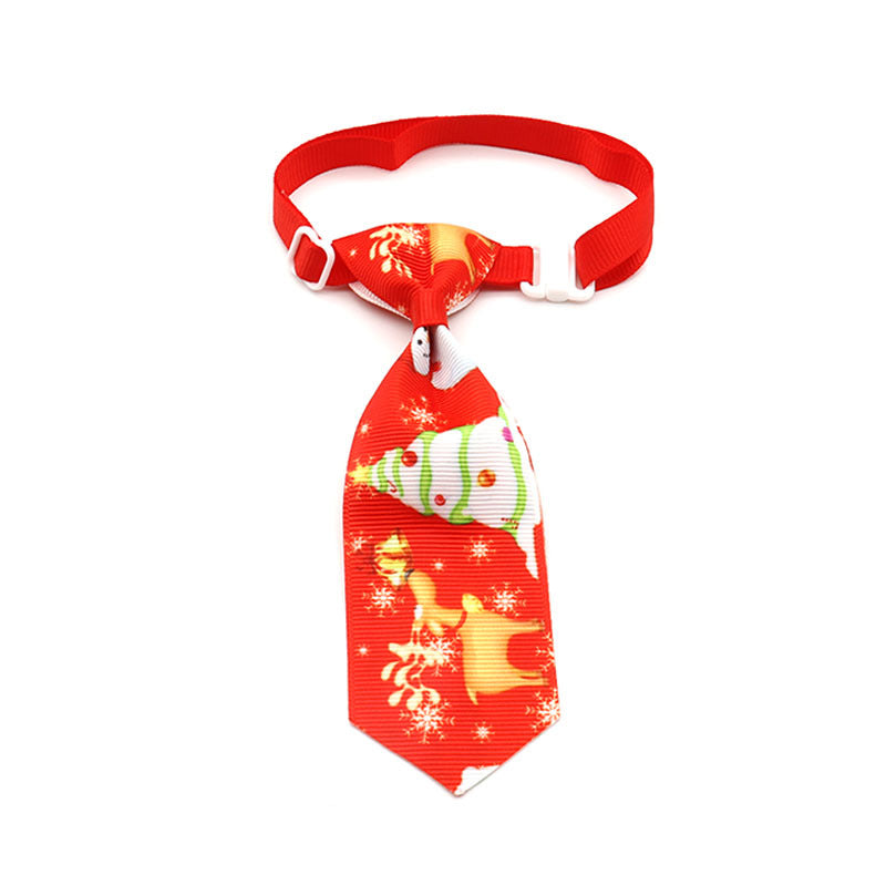 reindeer christmas tree patterned pet neck tie white background