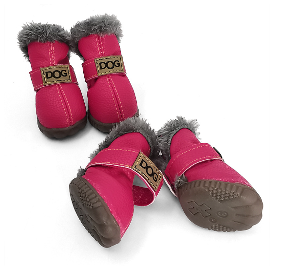 red winter dog boots furry