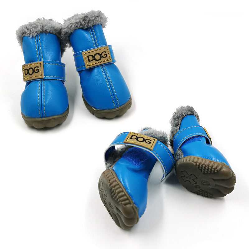 blue dog fluffy winter boots