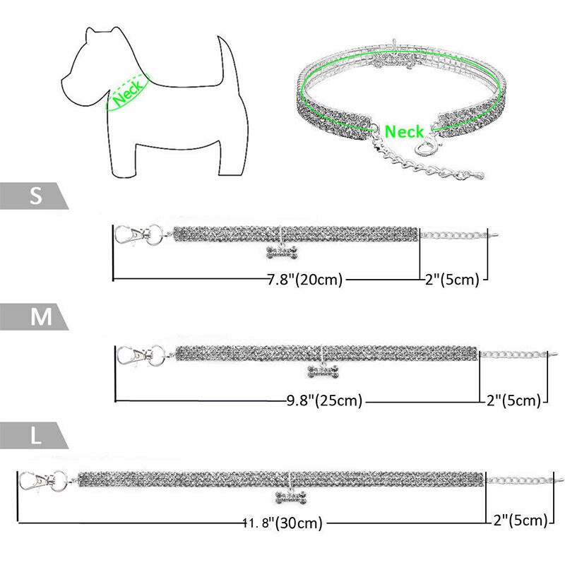 crystal dog collar sizing chart