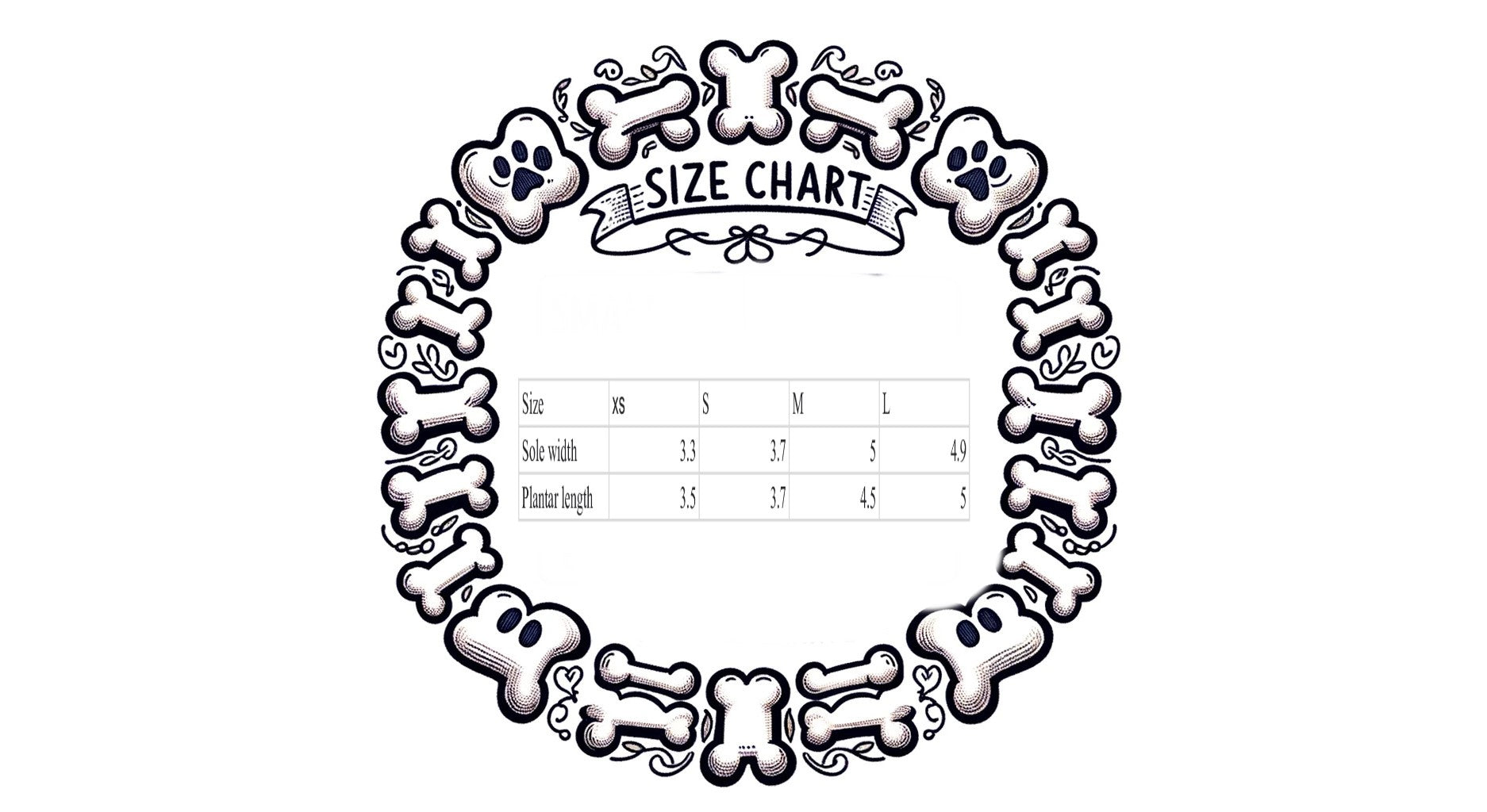 size chart pod dog shoes