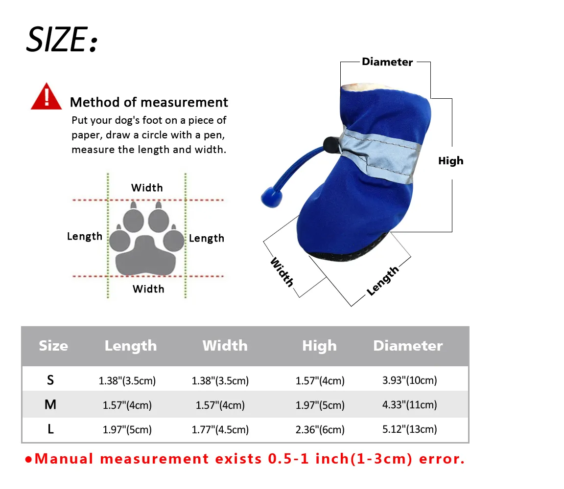 sizing chart for dog mittens small medium large