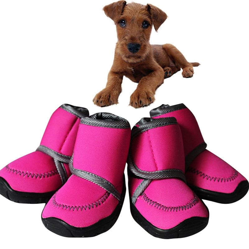 small dog pink smooth winter pet boots