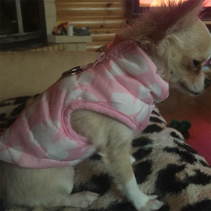 small dog pink bow winter dog vest