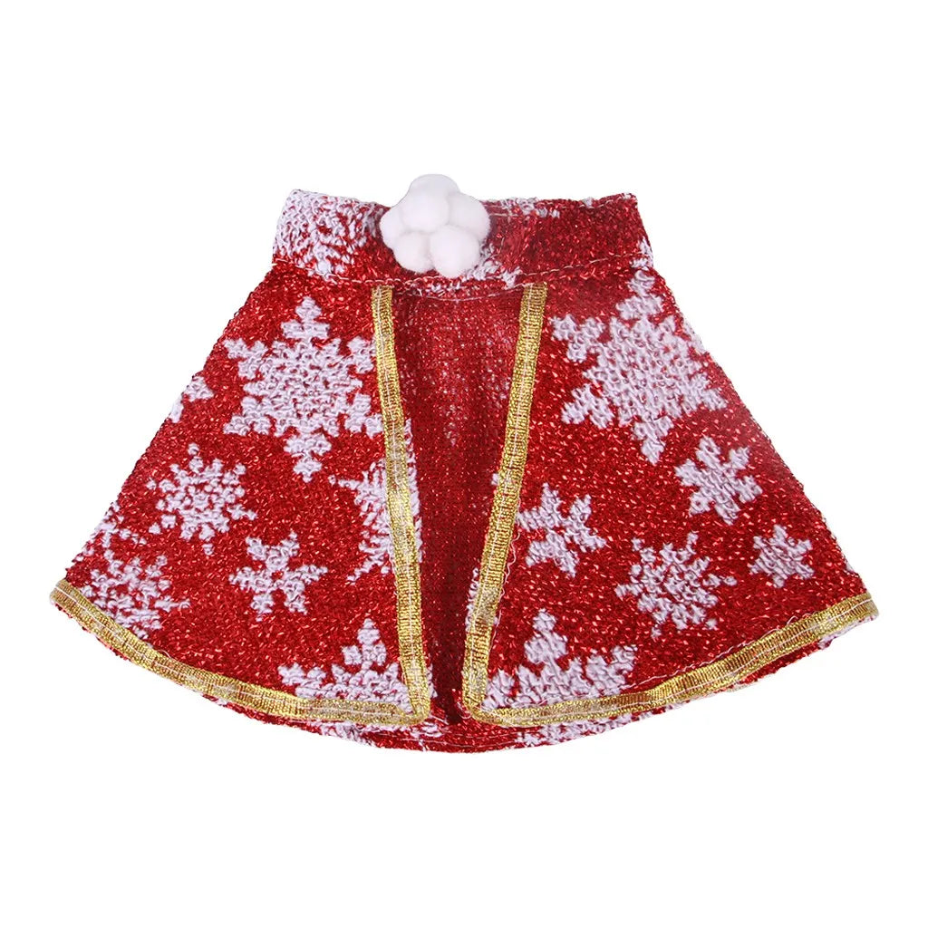 red snowflake patterned christmas cape