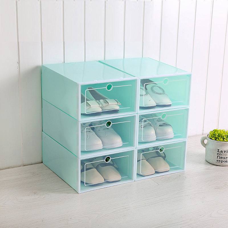 blue plastic dog shoe storage containers