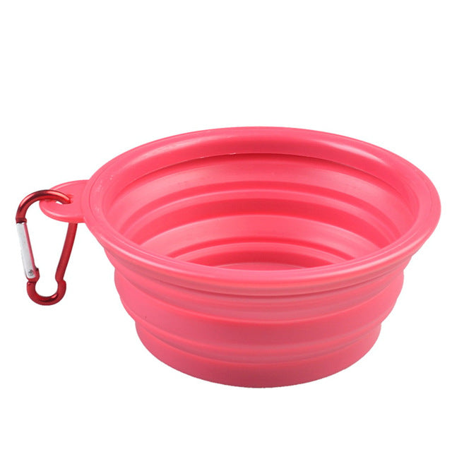 red collapsible dog bowl