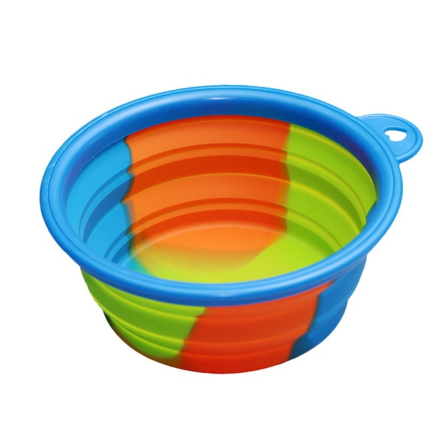 tie die blue rim dog bowl