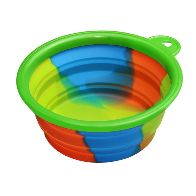 tie die green rim dog bowl