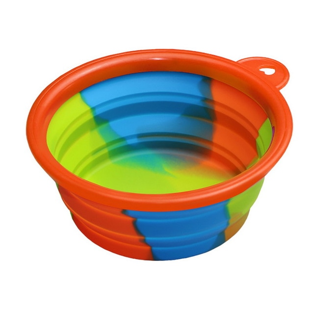 red rim tie die dog bowl