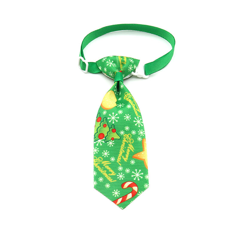 green christmas candy cane pet neck tie white background