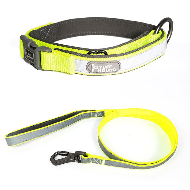 tuffhound yellow light collar and leash