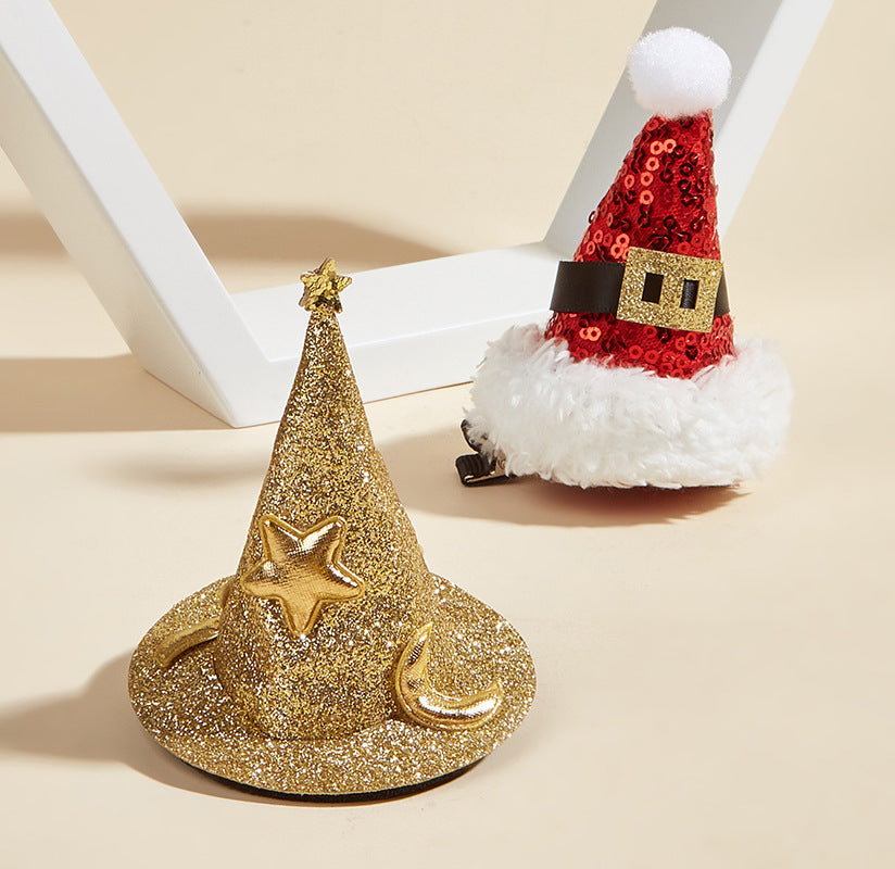 christmas witch hat gold