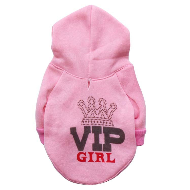 pink vip girl brand written dog sweater crown