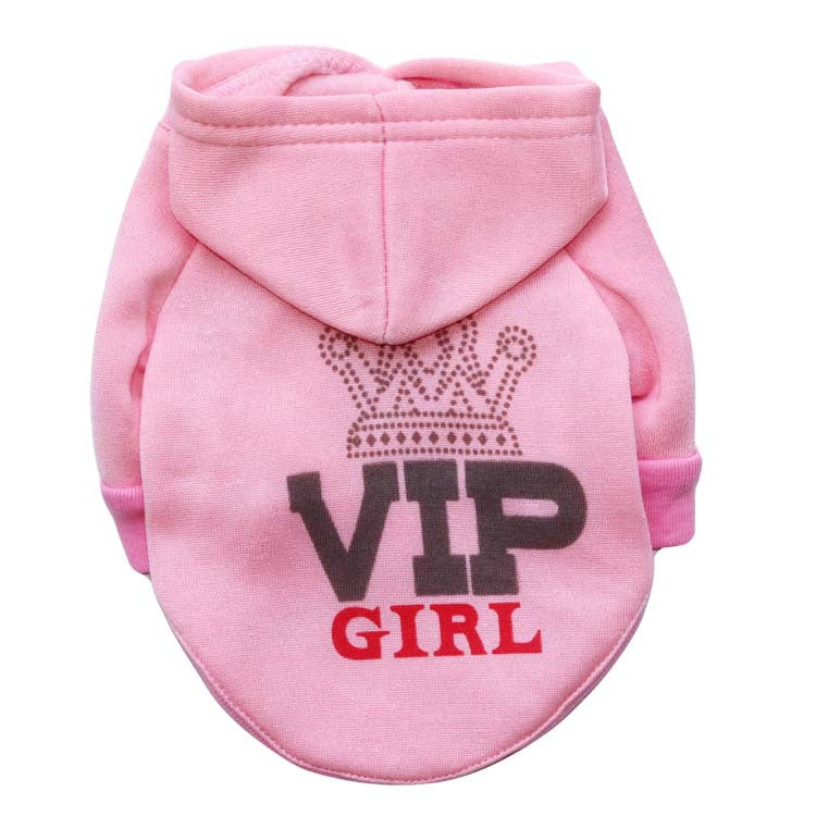 pink vip girl hooded dog sweater