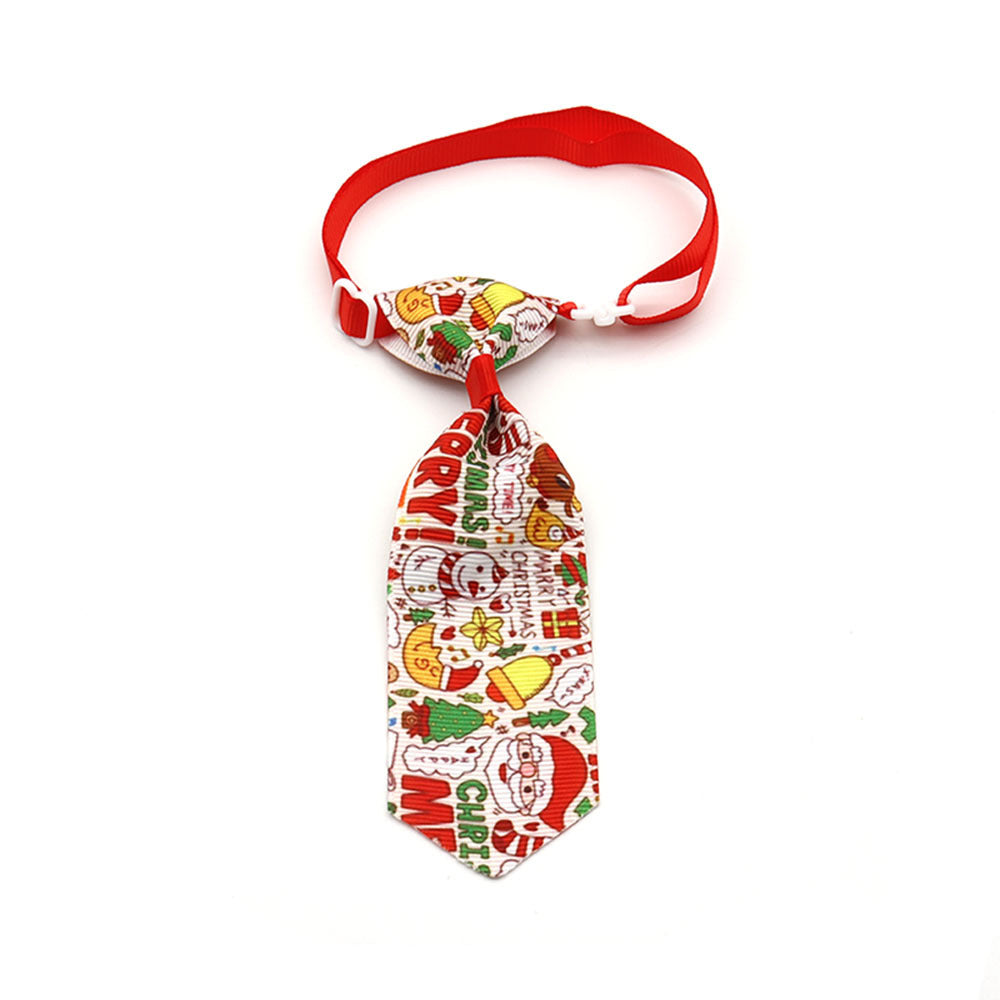 christmas thread santa patterned pet neck tie white background