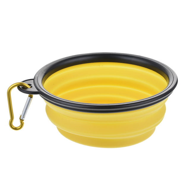 yellow black rim collapsible dog bowl