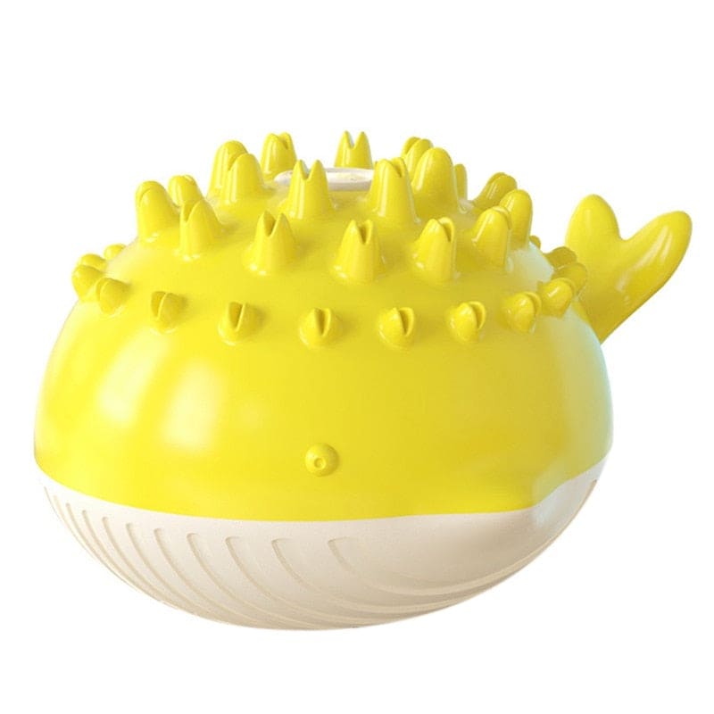 yeloow floating squirting dog toy battery powered