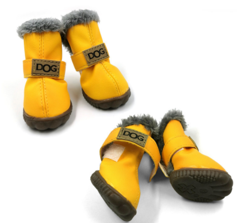 set yellow winter dog boots