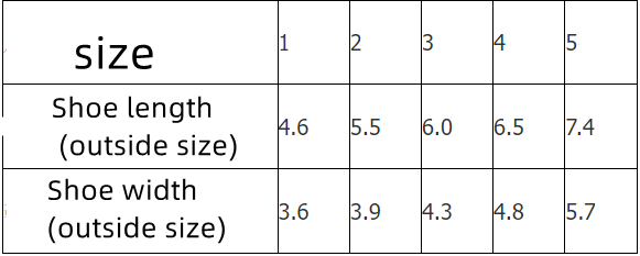 size chart zipper dog shoe